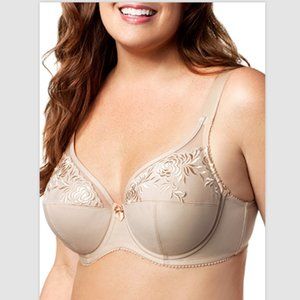 ELILA Women's Ella Embroidered Microfiber Underwire Bra 2401 Size 46D - Nude NWT